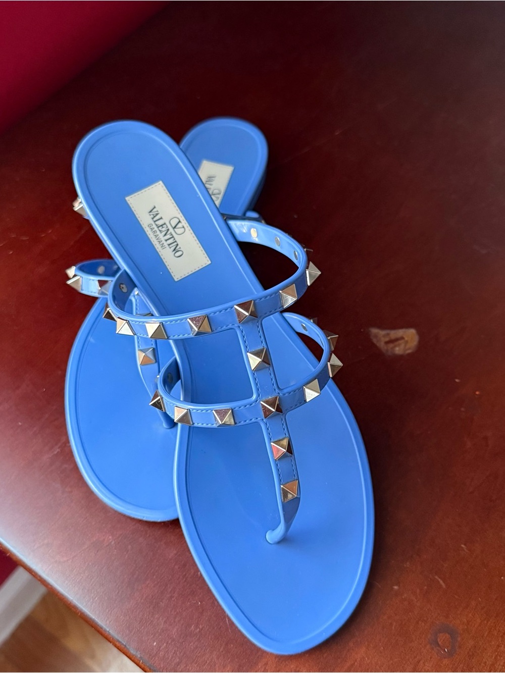 Valentino Garavani Electric Blue Rockstud Strappy Sandals